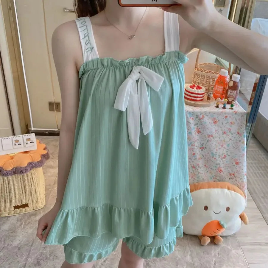 Two-piece Ladies Set Home Suit for Women Pjs Woman Set Pajamas for Lady Sleepwear Women's Summer Suit With Shorts Pajama Sets