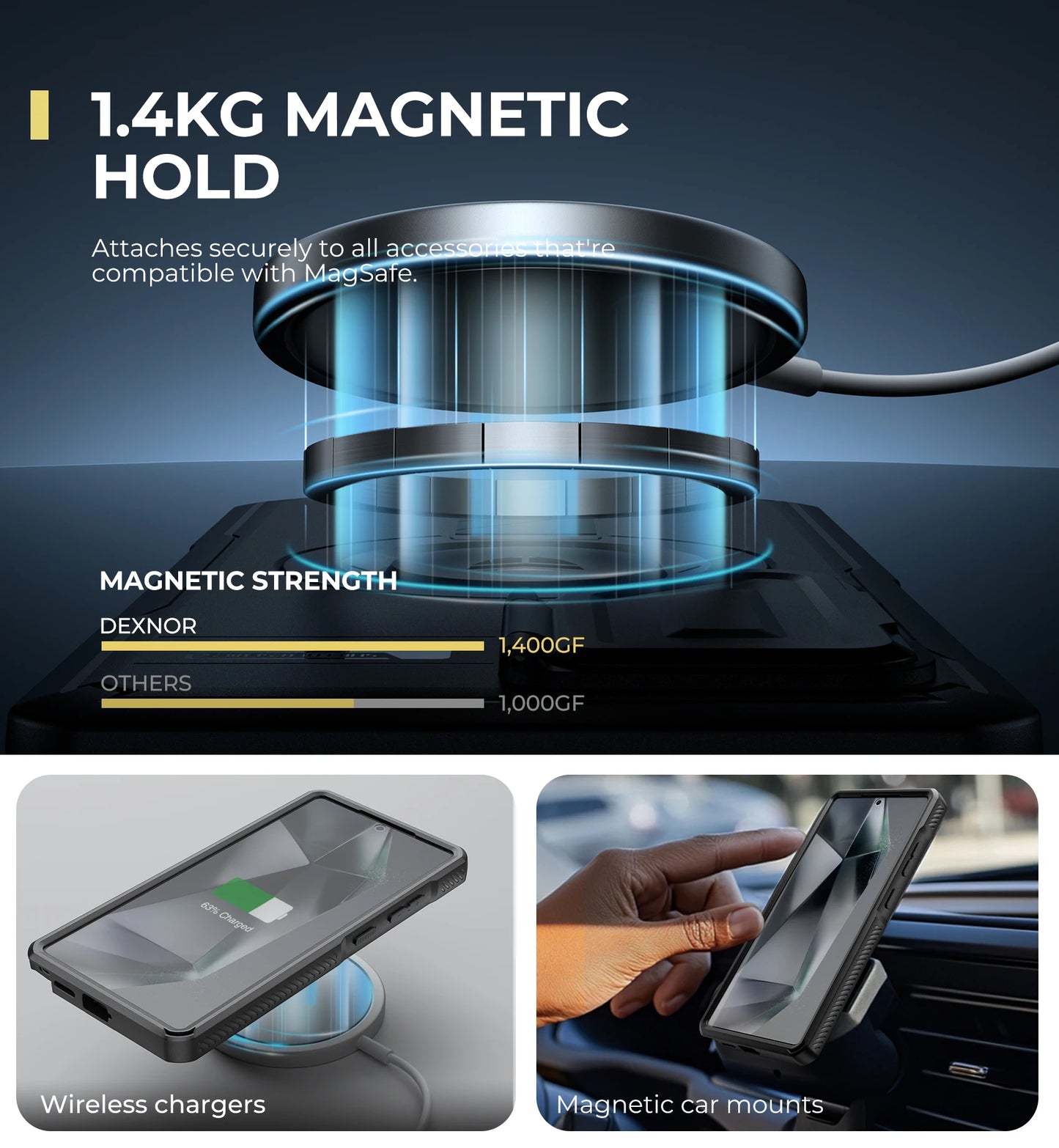 Dexnor For Samsung Galaxy S25 Ultra Case Rugged Shockproof with Sliding Camera Cover Built-in Screen Protector Kickstand