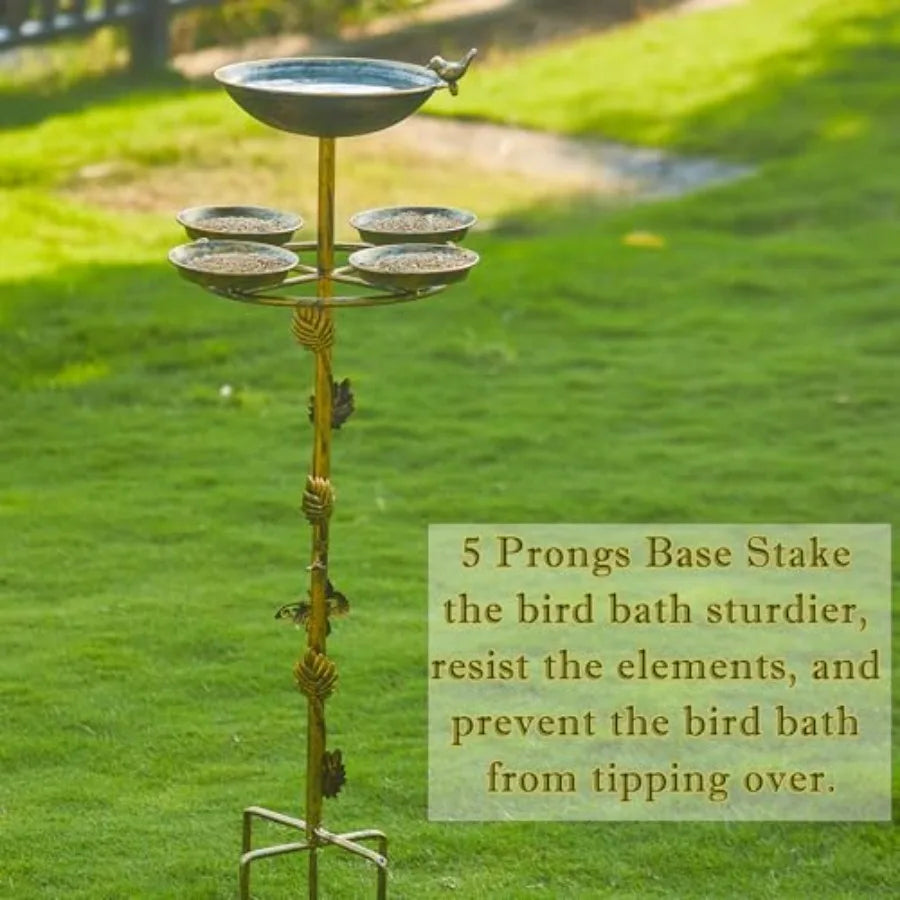 43" H Metal Bird Bath and Feeder for Outside With 4 Tray - Outdoor Garden Yard Patio Decor