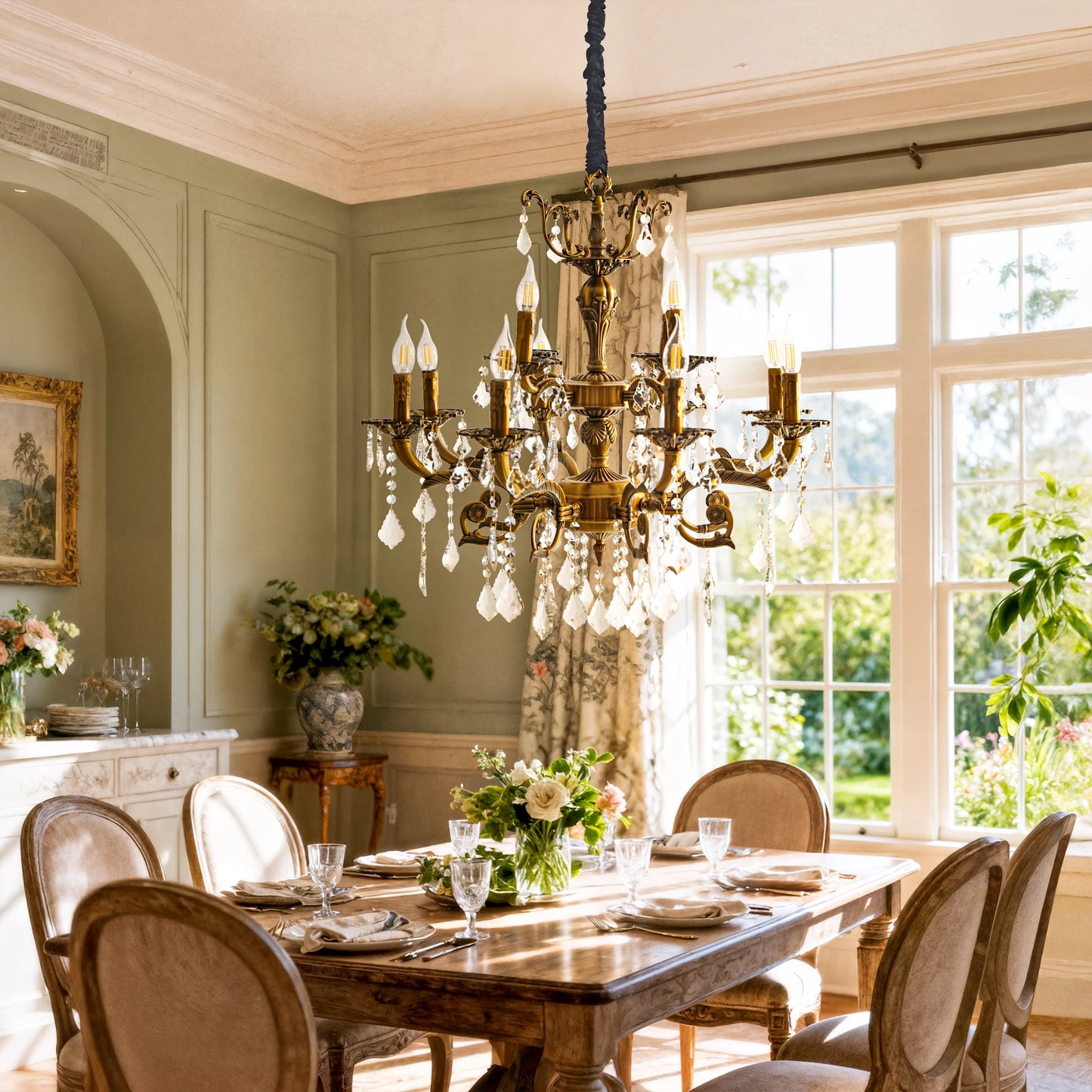Vintage Crystal Chandelier Ceiling Pendant Light for Living Room Hallway