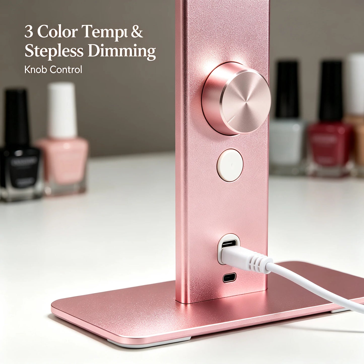 Square Foldable LED Nail Desk Lamp 36W, Half-Moon Manicure Light with Stepless Dimming & 3 Color Temperatures, 3000LM 480 Beads for Nail Art Eyelash Extension, Pink