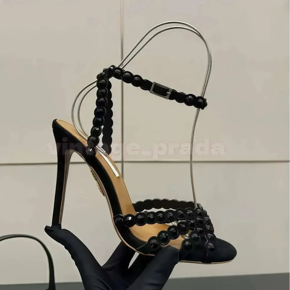 Rhinestones Sandal slipper wed Designer dress shoe bride Sliders Stiletto Kitten sandale diamond slingback crystal prom casual high heel sandals Ballerina shoes