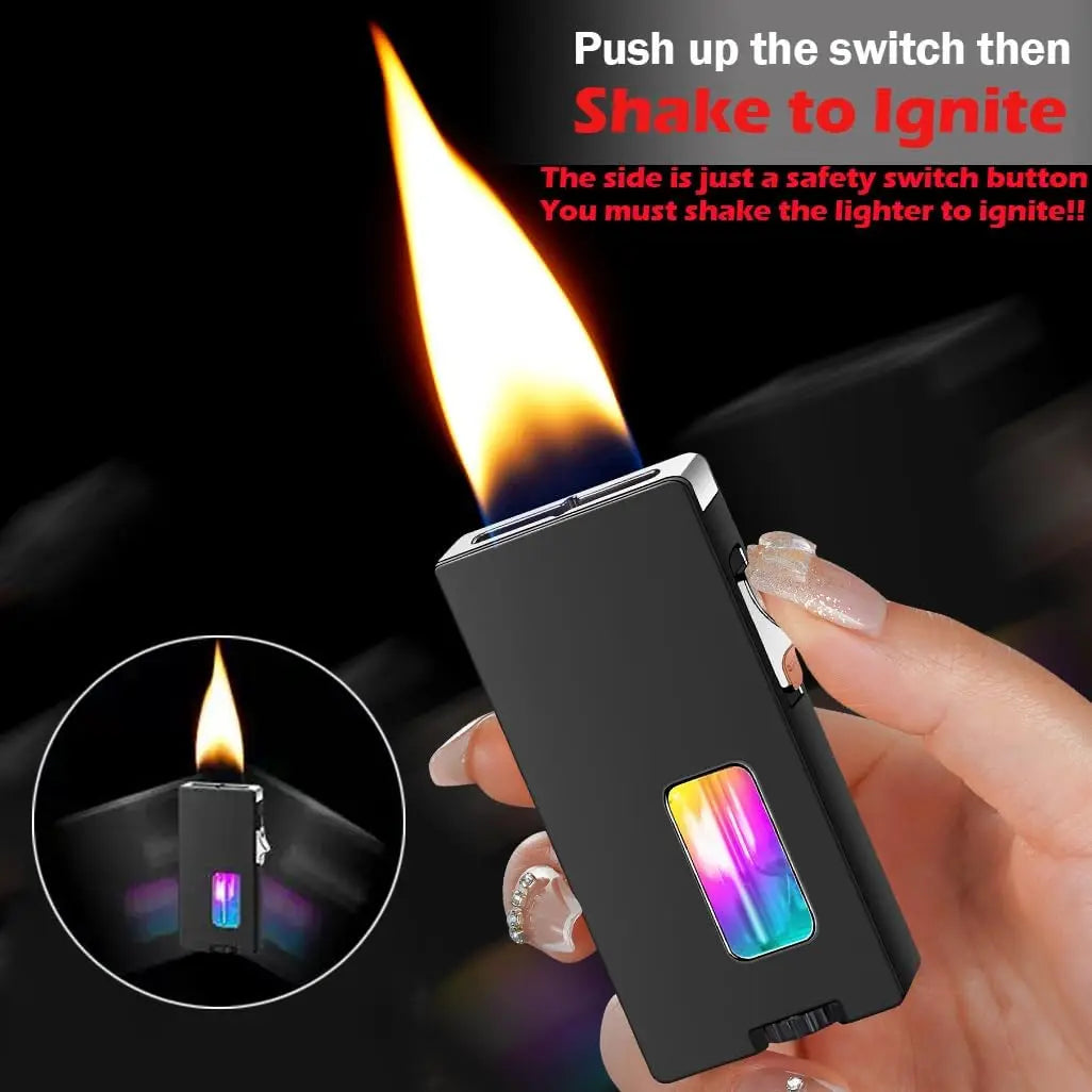 Cool Lighters, Large Soft Flame Vintage Lighters,Adjustable Flame Refillable Butane for Gifts Mens Lovers Kitchen (Without Butane Gas)