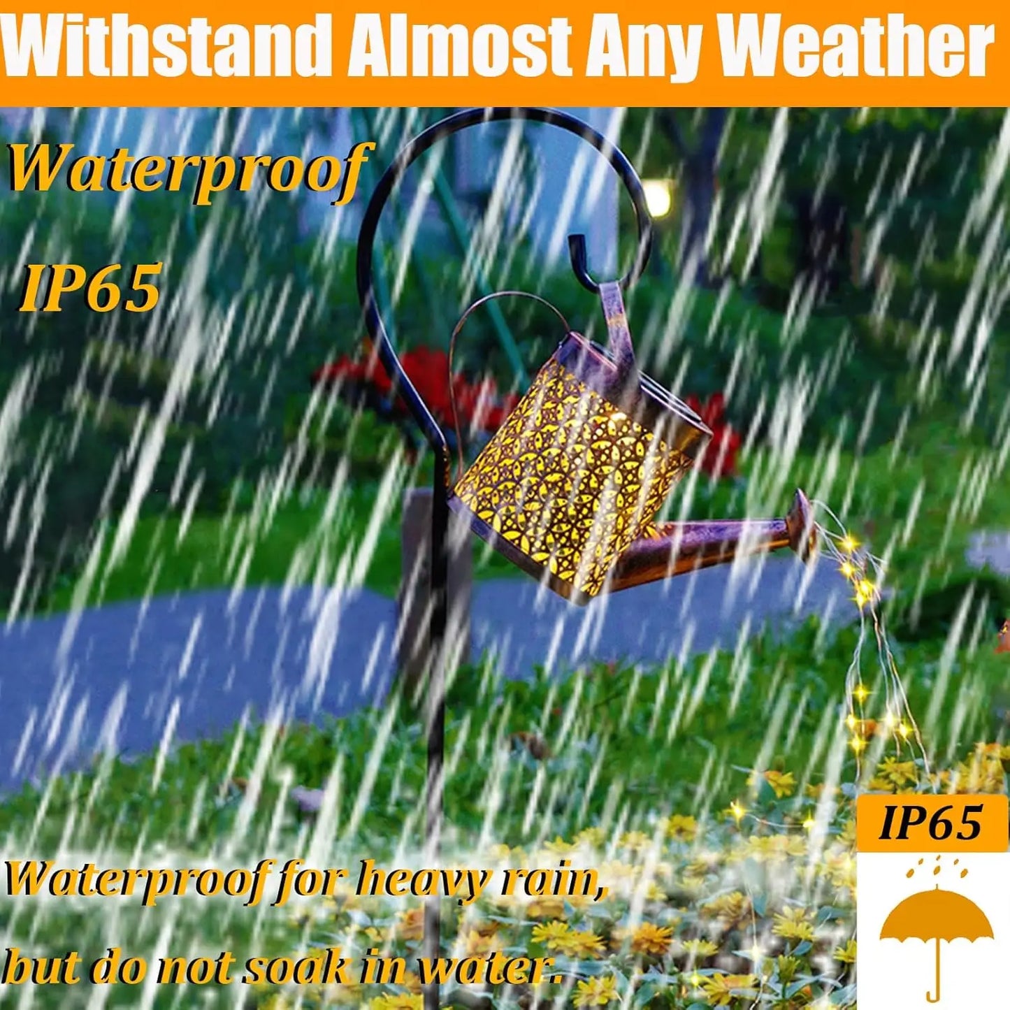 2PCS solar watering pot lights, outdoor garden lights, garden plant decorations, solar waterproof retro metal strip light brackets, suitable for terrace and walkway lighting decoration, and can also be used as garden gifts