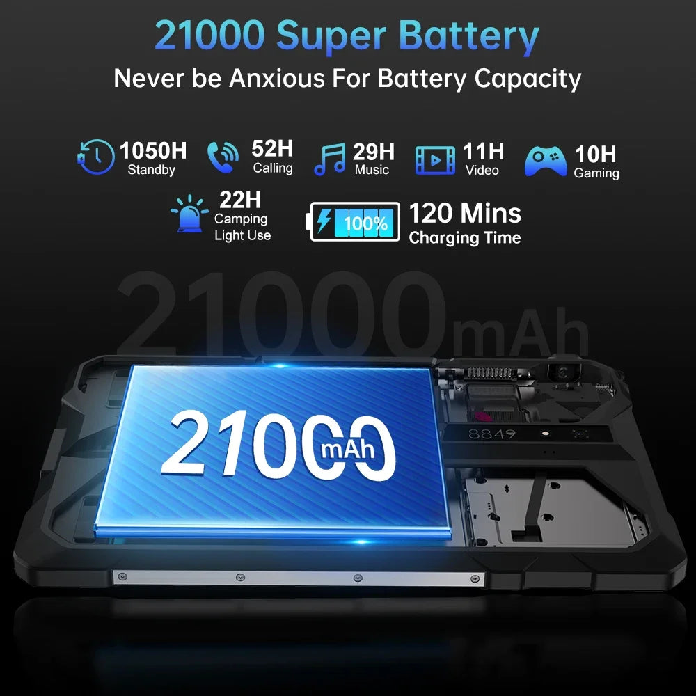 8849 TANK PAD Unihertz Rugged Tablet with Projector 100Lumens 5G Android 15 512GB 21000mAh 11 inch Waterproof Phone Tablet 2026