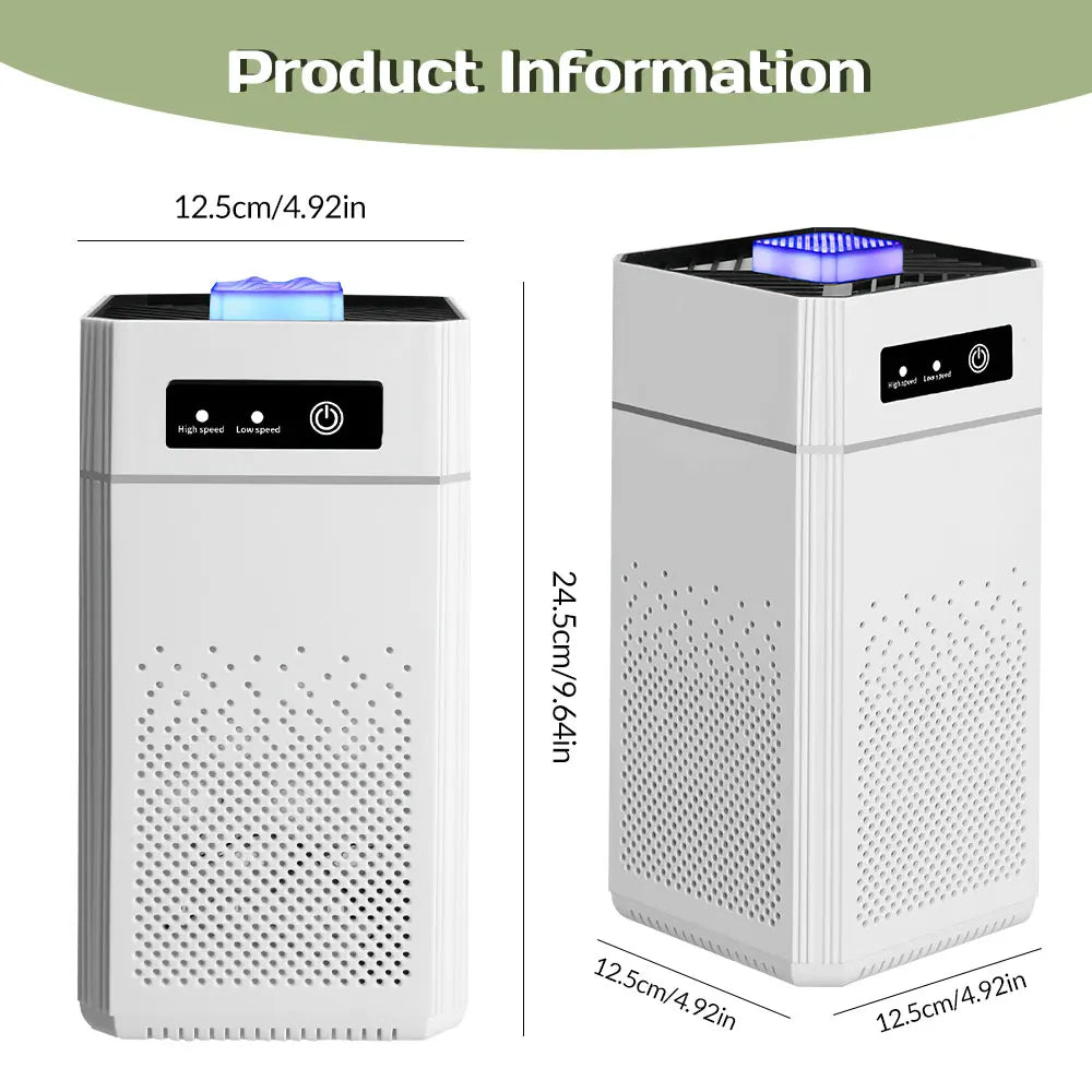 HEPA Air Purifier for Home Bedroom Pets 20dB Low Noise USB Powered 360° Air Intake HEPA Filter for Pollen Smoke Allergies Office