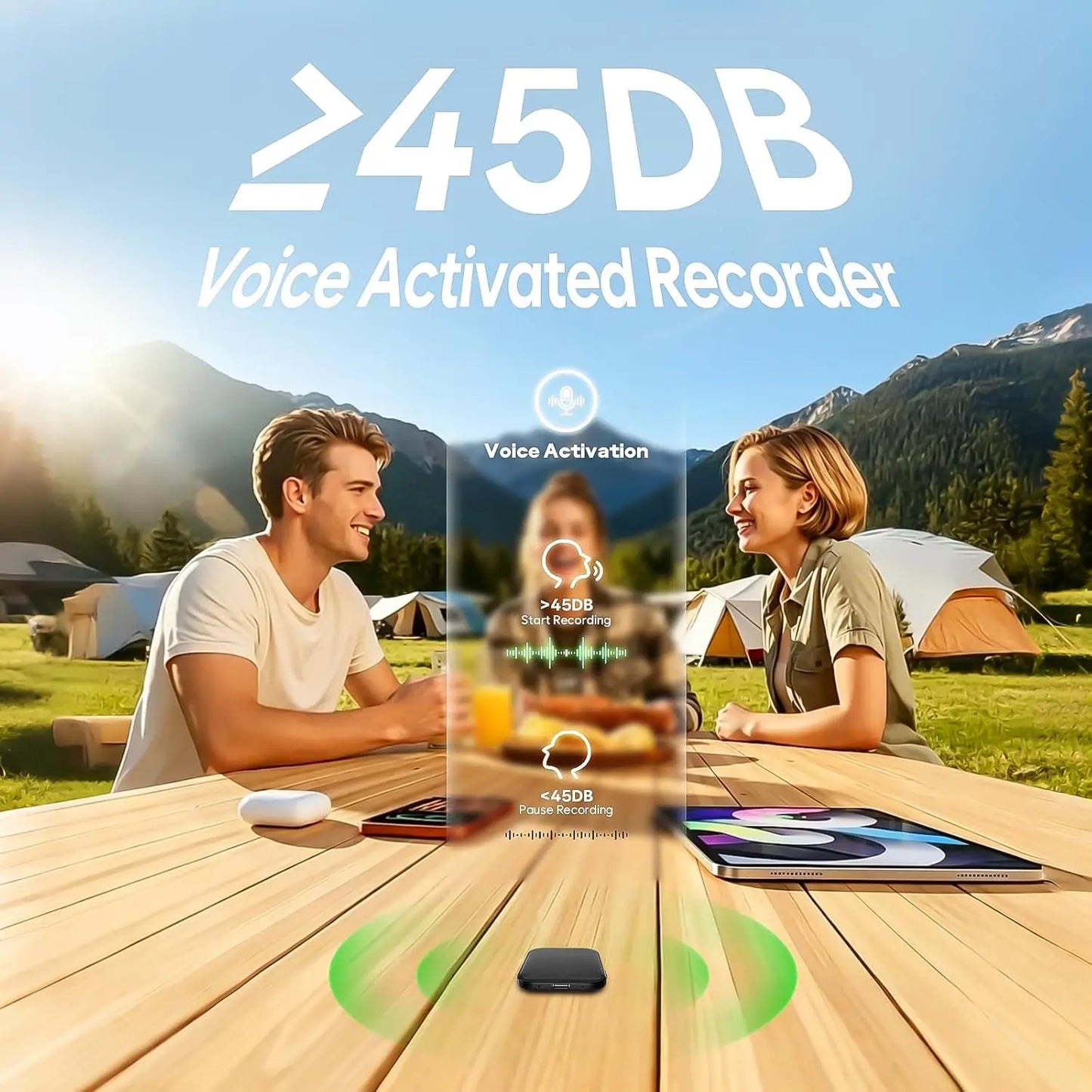 136GB Voice Recorder, 18800H Storage, AI Noise Reduction, 100H Battery, USB-C, Magnetic