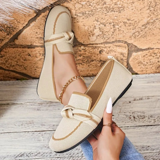 Breathable Knitted Flat Loafers for Women, 2026 New Lightweight Anti-slip Casual Slip-On Shoes, Large Size Comfortable Flat Shoes