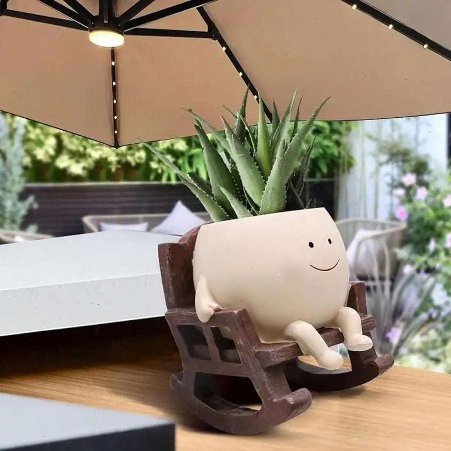 Charming Face Planter Pots, Cute Head Chair Shaped Succulent Planter, Unique Artistic Plant Pot for Small Indoor Outdoor Plants, Ideal for Home Garden Office Desktop Decor, Creative Novelty Housewarming Festival Gift for Plan