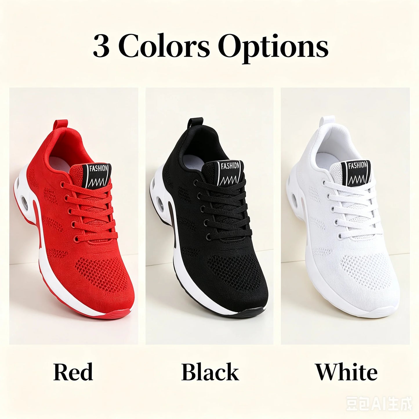 Women Air Cushion Running Shoes Breathable Mesh Upper Athletic Sneakers Non Slip Soft Sole Casual Platform Shoes Ladies Lightweight Sport Footwear for Gym Jogging Tennis Outdoor Daily Walking Fitness Training Red Black White
