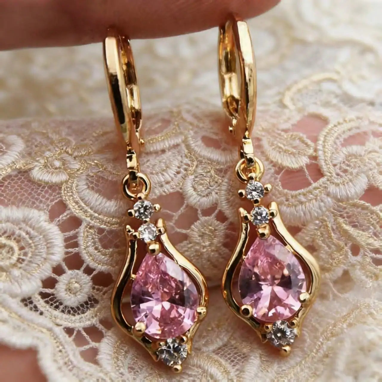 1 Pair Luxury Elegant Water Drop Cubic Zirconia Earrings, Versatile Daily Wear Jewelry Gift For Mother's Day
