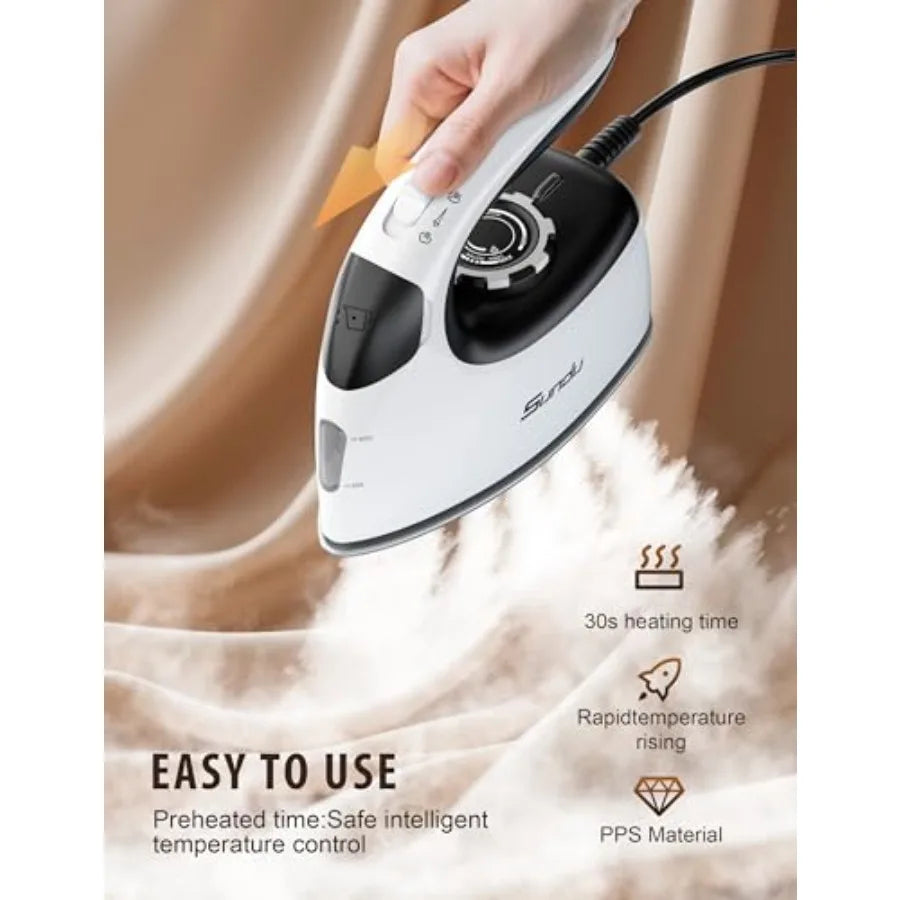 1000W Mini Travel Steam Iron, Portable Small Iron for Quilting and Sewing, Non-Stick Soleplate, 300 Steam Holes, 90ml Tank, Saf