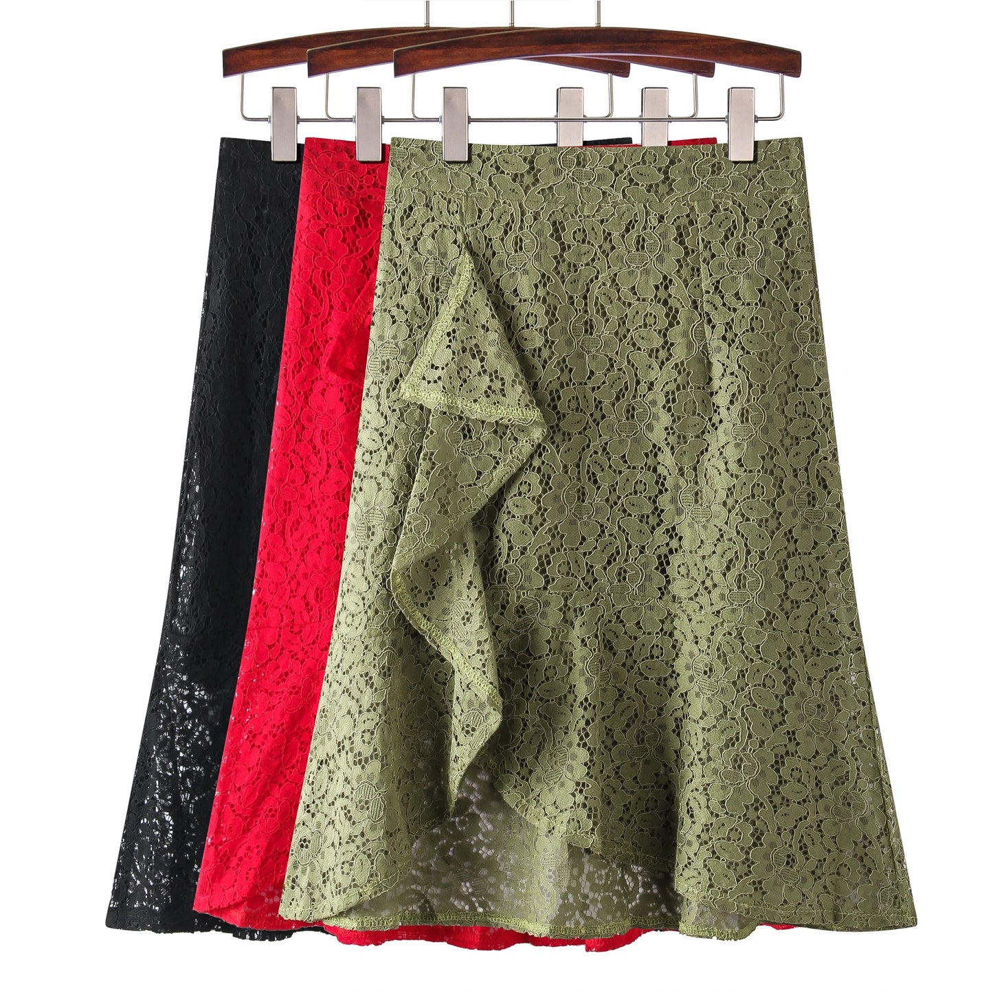 Women Irregular Crochet Lace New Long Section High Waist Slimming Skirt