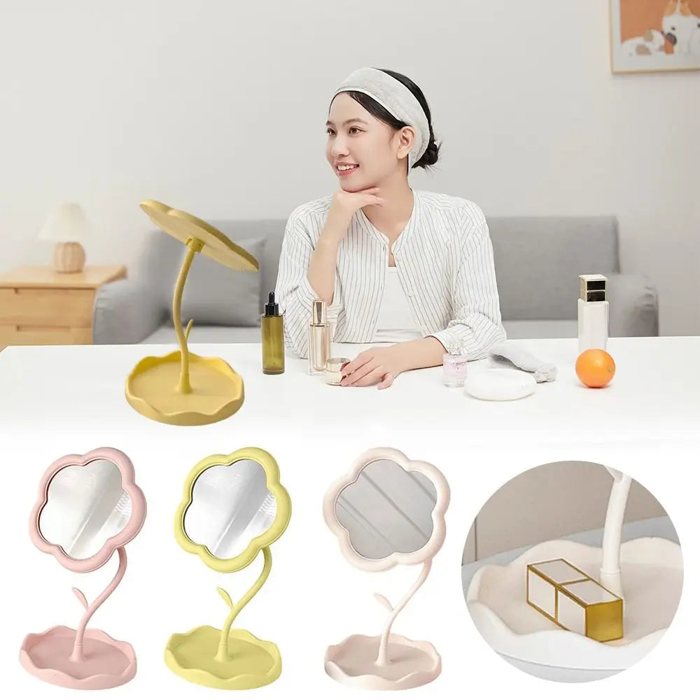 Sunflower Makeup Mirror with Jewelry Storage - Cute Heart Shape, Detachable Hanging & HD Beauty Mirror