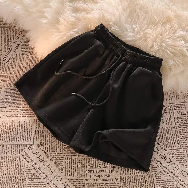 Korean Style Womens Casual Shorts Summer Loose High Waist Lounge Shorts Wide Leg Comfortable Athletic Shorts
