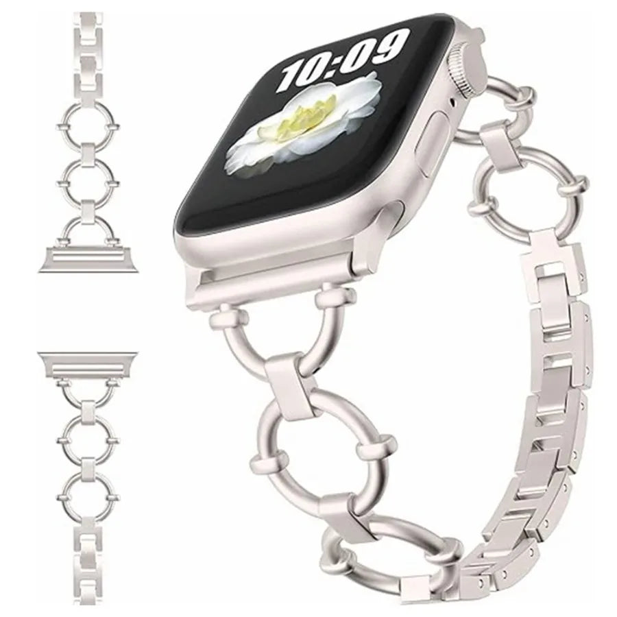 Compatible with Apple Watch Band 42mm 44mm 45mm 49mm for Women Girl, Thin Stainless Steel Wristband Strap Band for Apple Watch