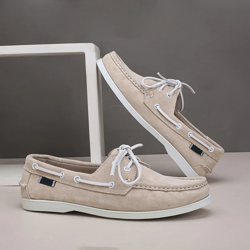Fashion Classic Boat Shoes Men Leather Hot Sale Men's Outdoor Walking Shoes For Man Wedding Dress Shoes Lace-Up Simple Loafers