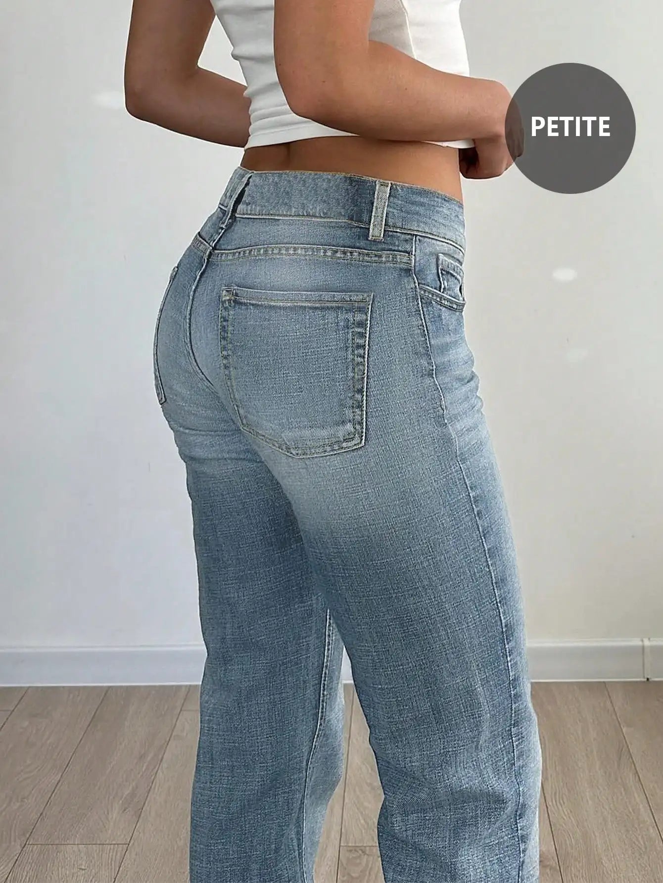 Light Washed Flared Low-Rise Jeans with Button Fly and Pockets
