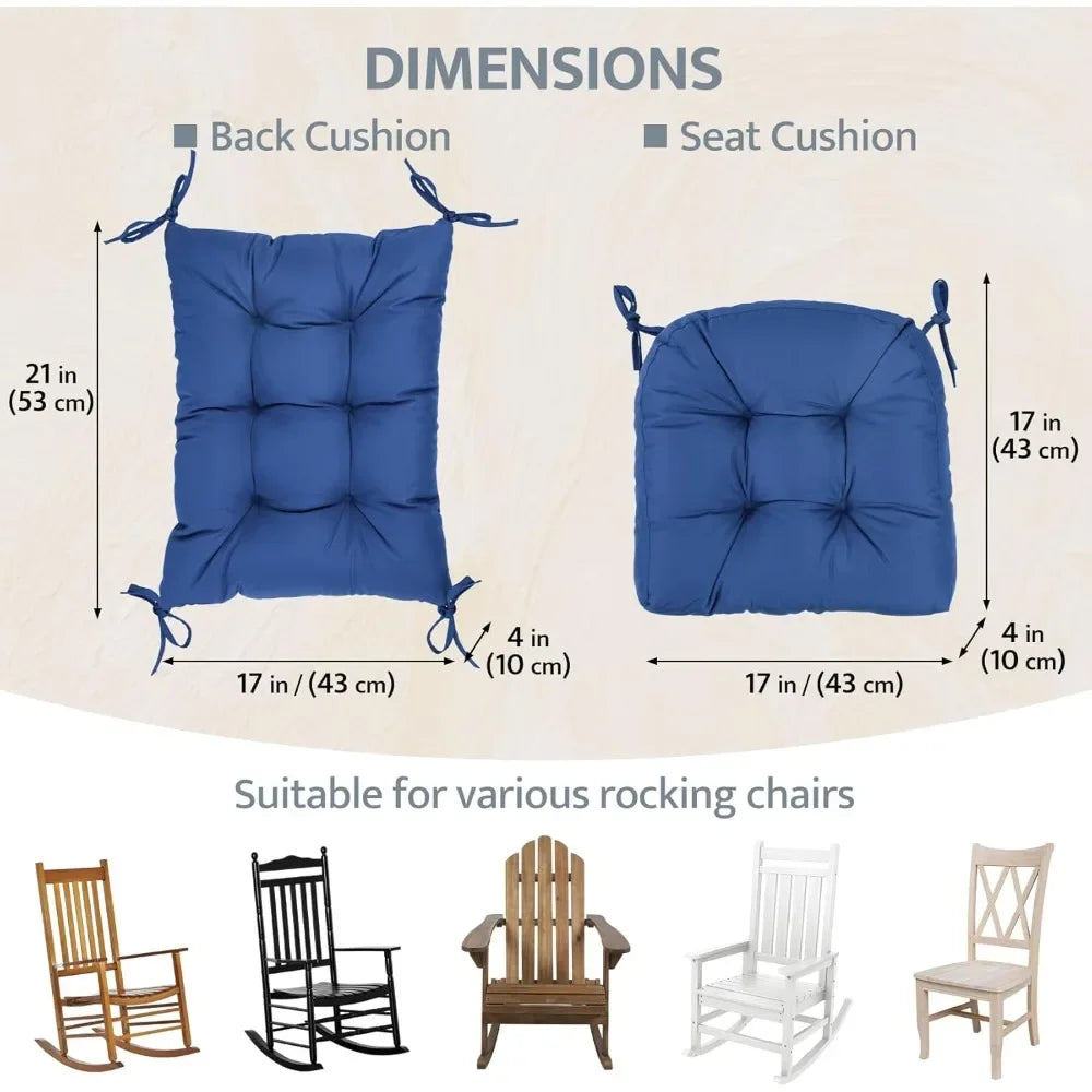 mudilun Rocking Chair Cushion Non-Slip Tufted Indoor/Outdoor Rocking Chair Cushions 80% Water Proof with Straps for Living Room