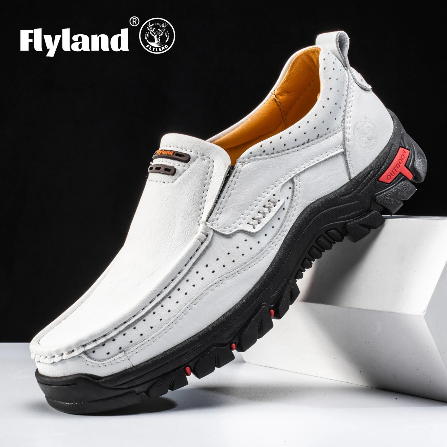 FLYLAND Original Men'S Loafers Handmade Shoes Business Casual Shoes Slip-On Ankle Boots Dress Boots