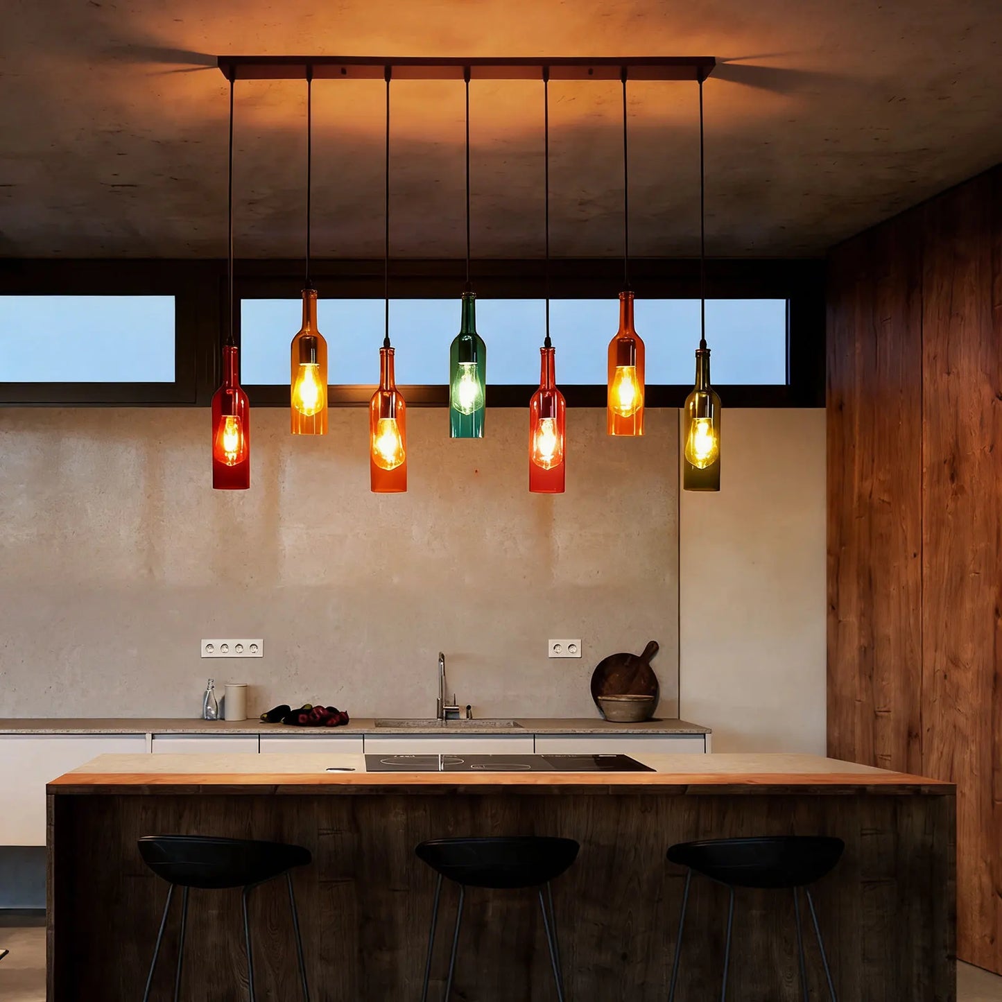 Ceiling Lights Pendant Lighting Fixture 6-Head/7-Head/10-Head Creative Glass Bottle Pendant Lamp Pendant Lamp