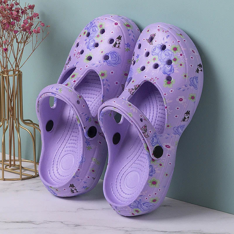 Women's Soft EVA Summer Slippers round Toe Flat Home Slides Dry Wedges Platform Beach Sandals with Thick Bottom for Garden Use