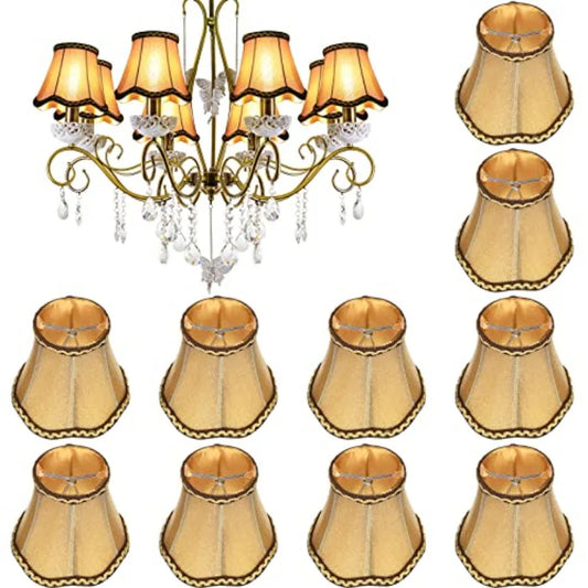 10 Pcs Shades for Chandeliers European Small Lamp Shade Chandelier Clip on Fabric Drum Lamp Mini Rustic Light Cover for Table C
