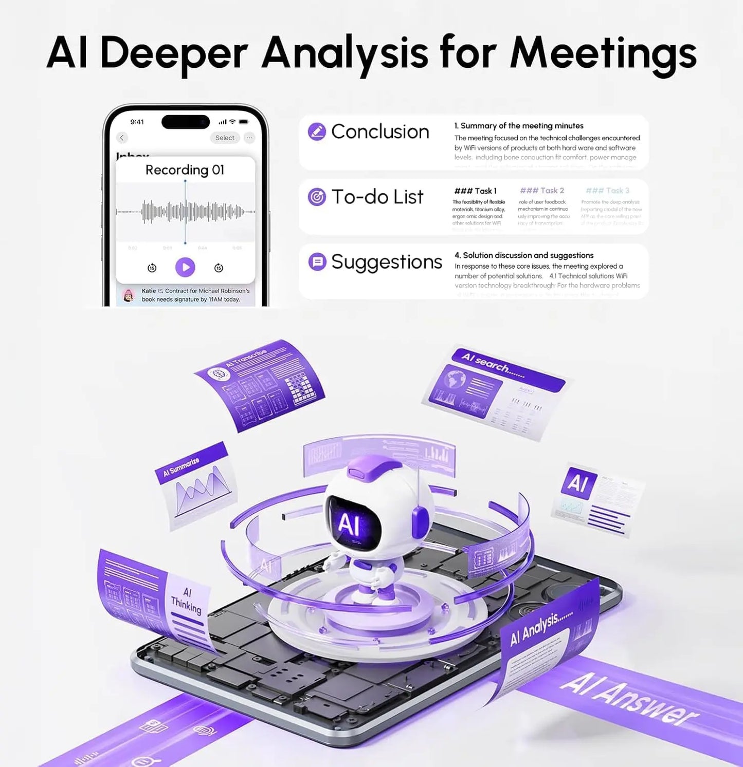 AI Voice Recorder & Transcriber – 30H Recording, 112-Language Speech-to-Text, Auto Summary for Meetings