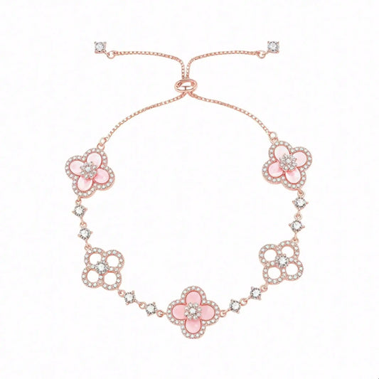 GLOSSMOON Sakura Cleef Bracelet Fashionable and Elegant Cherry Blossom Bracelet Does Not Change Color and Is Not Allergic  The Sakura Clover Bracelet showcases a multitude of brilliant diamonds, forming a luminous sparkle tha