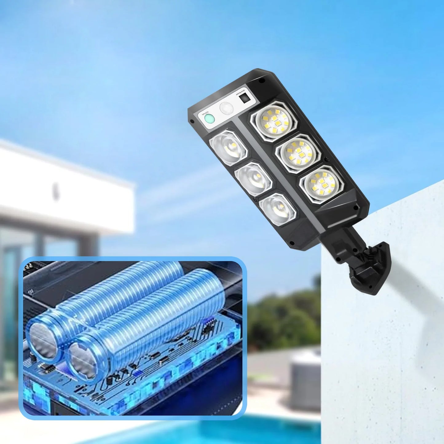 2Pcs Solar Street Lights, White Light/Three-Level Adjustment, Remote Control, Outdoor Street Lights with Smart Motion Sensor, Three White Light Modes, Suitable for Outdoor, Garden Lighting