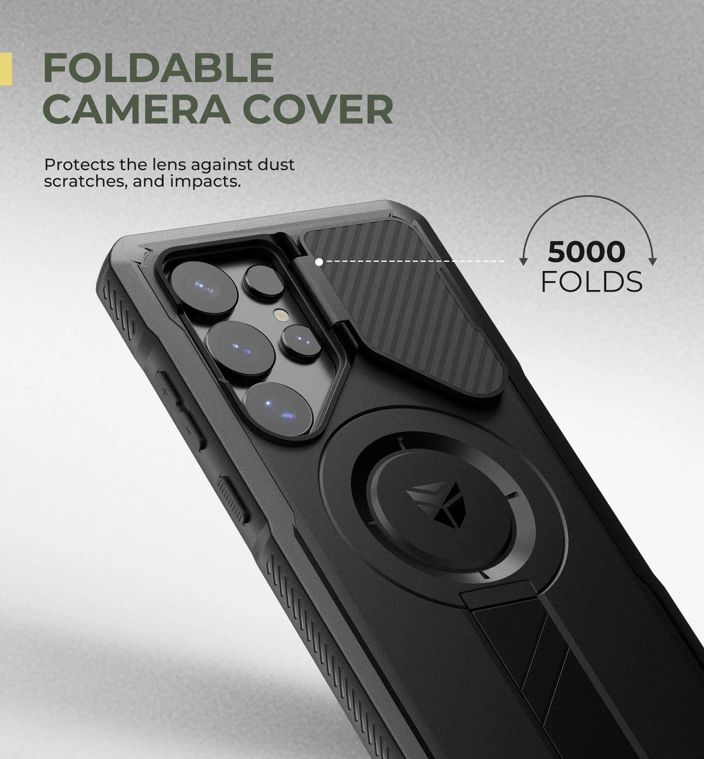 Dexnor For Samsung Galaxy S25 Ultra Case Rugged Shockproof with Sliding Camera Cover Built-in Screen Protector Kickstand