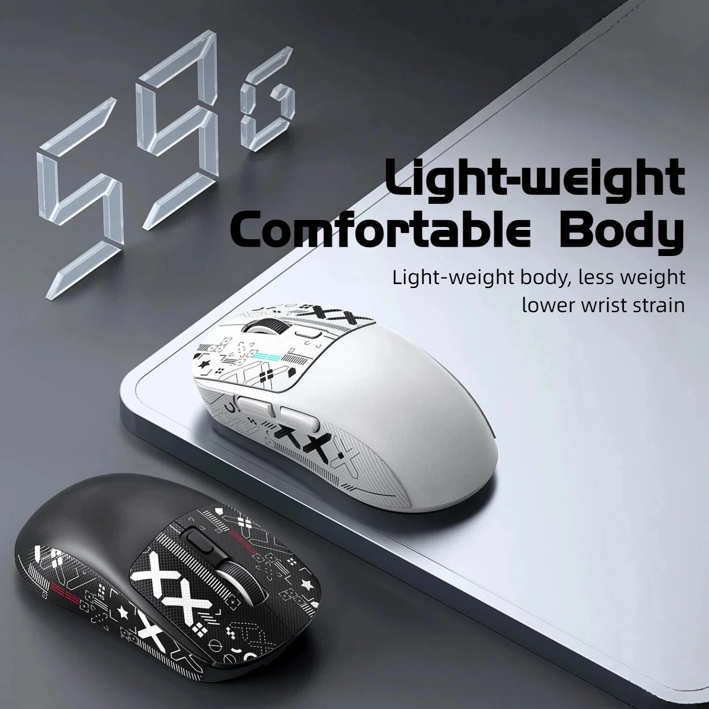 59g Ultra-Light Wireless Gaming Mouse Tri-mode 8000 DPI 1000Hz Rechargeable Ergonomic Mouse for PC Mac Laptop
