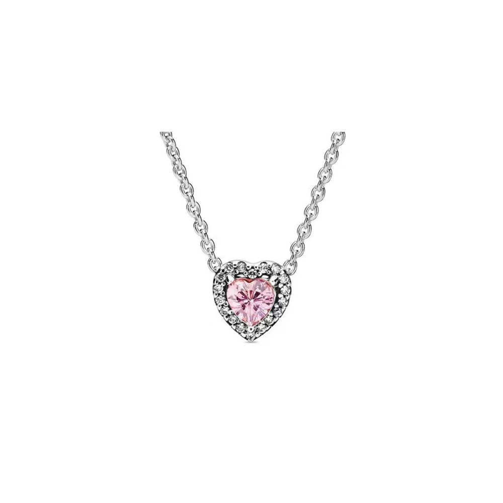 New colored heart-shaped crystal silver necklace accessories jewelry high-end women's romantic gift