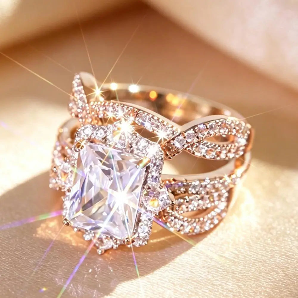 Luxury Bridal Stacking Ring Set CZ Ring Everyone Is Obsessed With Anniversary Gifts Daily Casual Jewelry  Engagement Ring Set Bridal Gold Plated Bridal Promise Rings Jewelry Gift  Statement Cocktail Finger Rings Birthday Vale