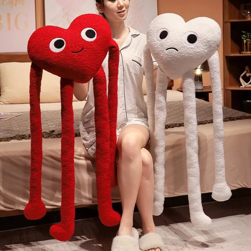Cute Long Arms Legs Heart Shape Plush Pillow, Soft Hugging Cushion for Bed Sofa Car Seat Backrest, Modern Home Decor Accent, Cozy Travel Nap Pillow for Office, Birthday Holiday Gift for Men Women