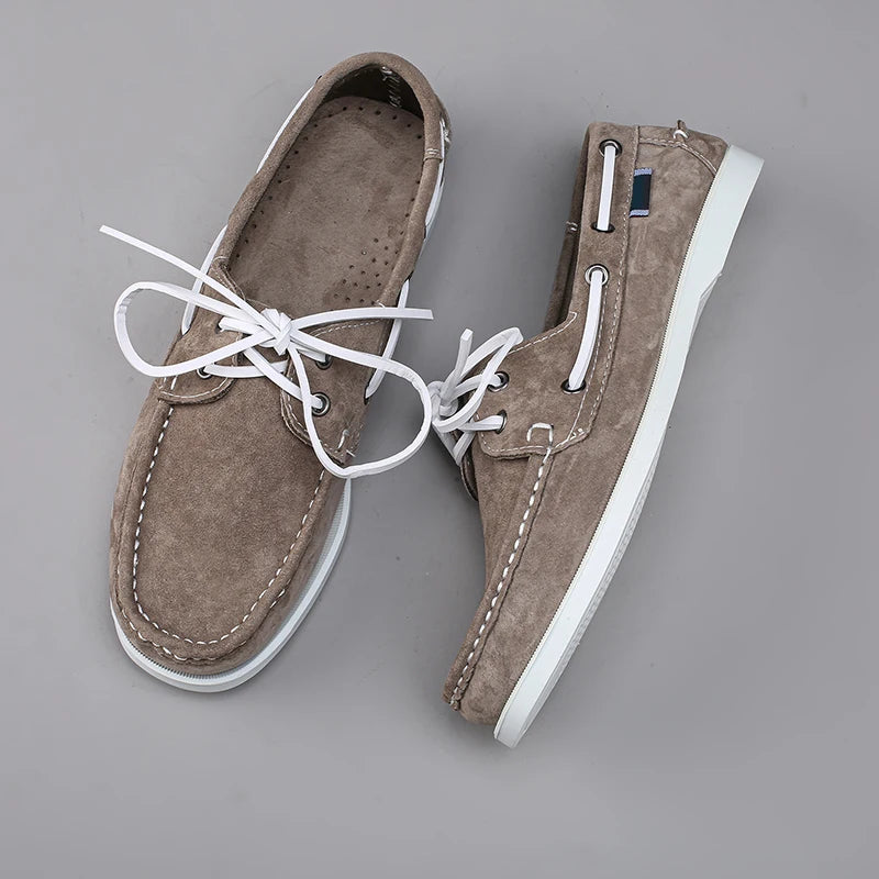Fashion Classic Boat Shoes Men Leather Hot Sale Men's Outdoor Walking Shoes For Man Wedding Dress Shoes Lace-Up Simple Loafers