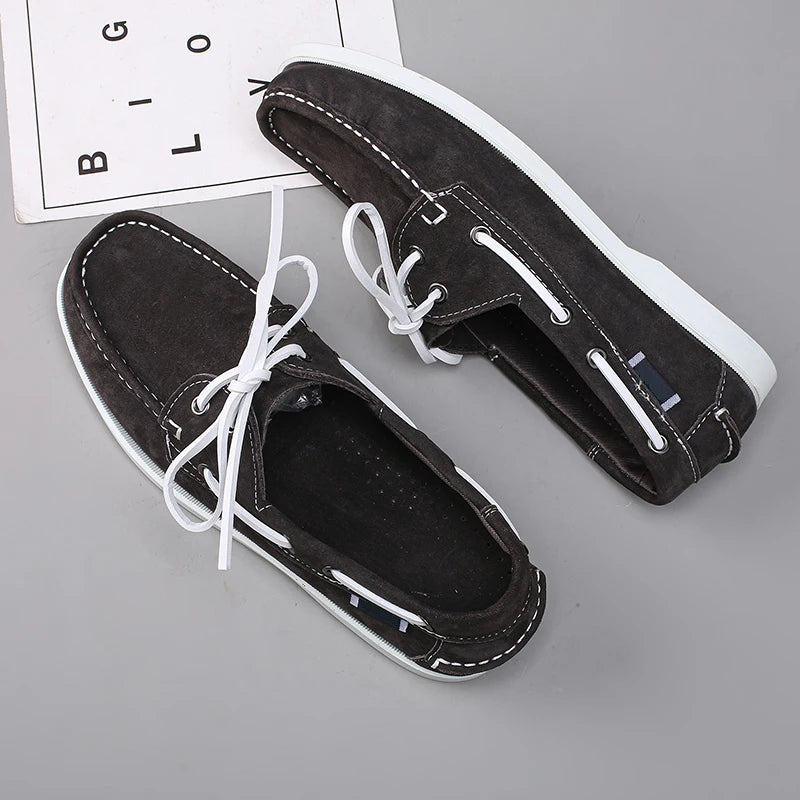 Fashion Classic Boat Shoes Men Leather Hot Sale Men's Outdoor Walking Shoes For Man Wedding Dress Shoes Lace-Up Simple Loafers