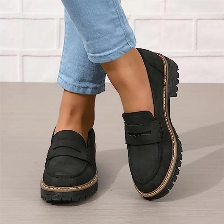 Womens Loafers Shoes Platform Chunky Penny Loafer Lug Sole Comfortable Slip On Work Office Business Casual Dress Shoes, US Size
