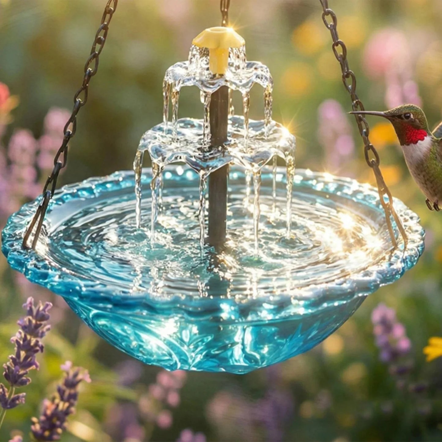 Hanging Solar Bird Bath Fountain Wildlife Feeder Outdoor Hanging Bird Bath with Solar Fountain for Outdoor Garden Decor
