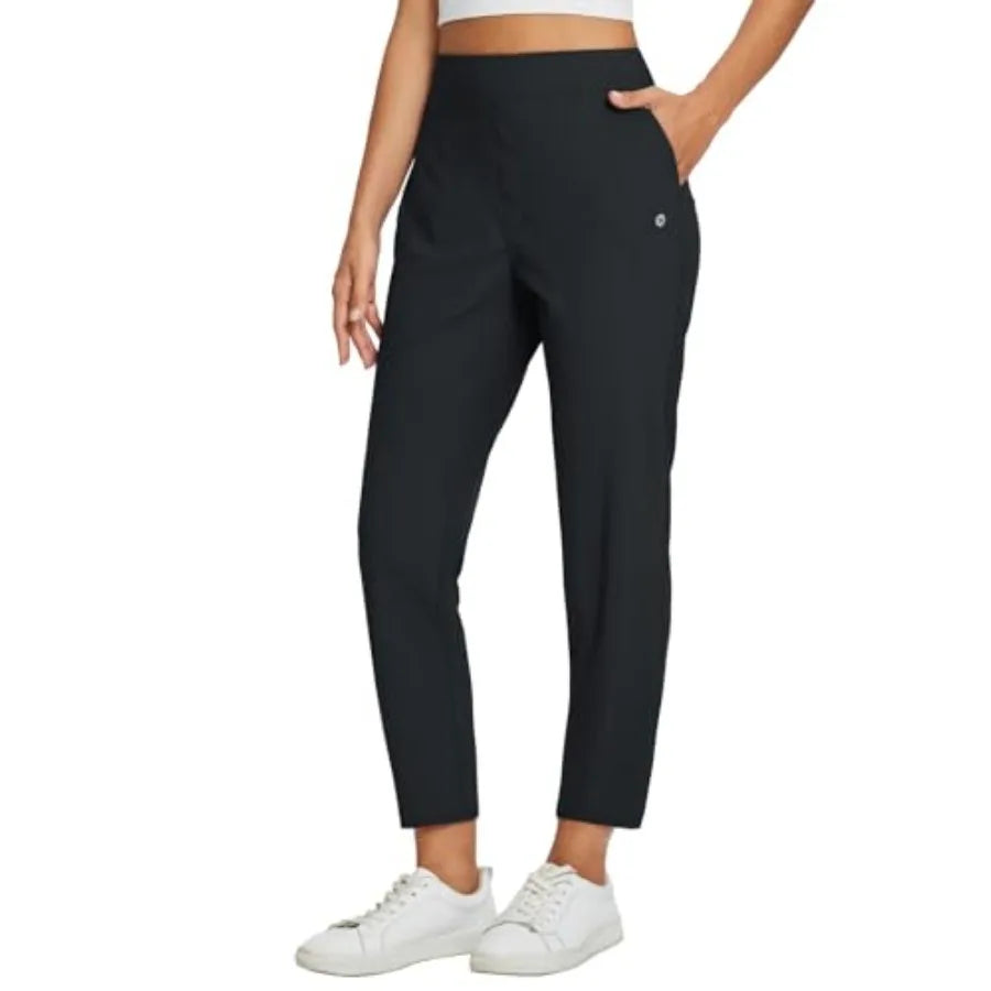 baleaf Womens Travel Pants Lightweight Stretch with Zipper Pockets Petite Ankle Dressy Golf Work Business Casual Slacks