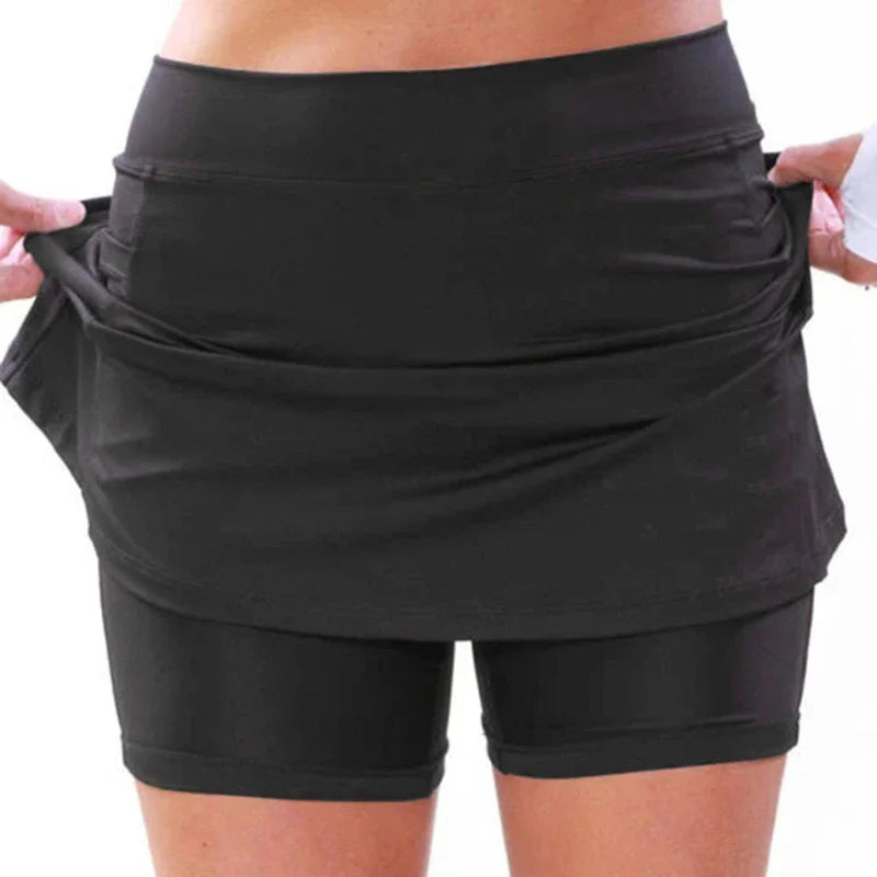 Women's fashion sports skirt, solid color anti-light culottes, running tennis golf shorts, breathable pocket shortsJV