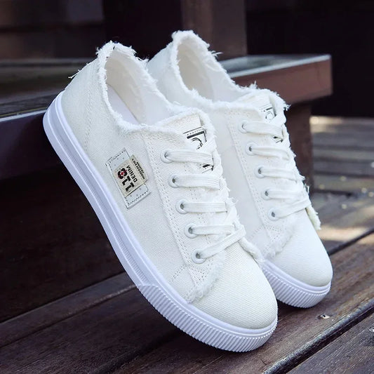 2026 Spring Summer Women Canvas Sneaker Low Top Denim Sneakers Ladies Lace-Up Flat Canvas  Board Shoes Female sapatos femininos