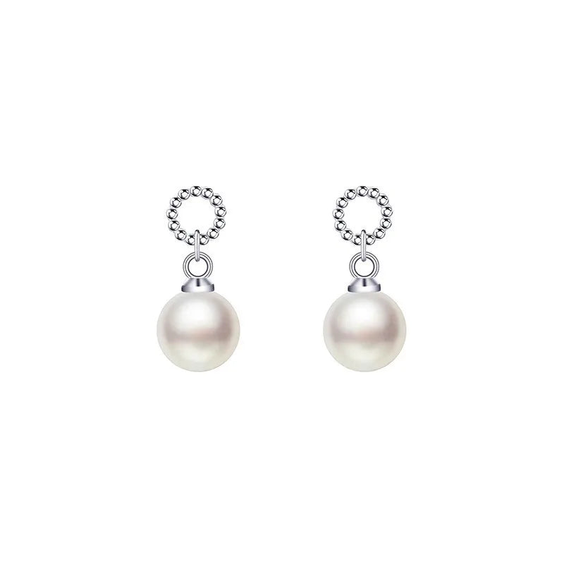Geometric French Faux Pearl Stud Earrings for Women, Light Luxury Style, Niche, Cool Style, Circle Commuter Accessories, Trendy