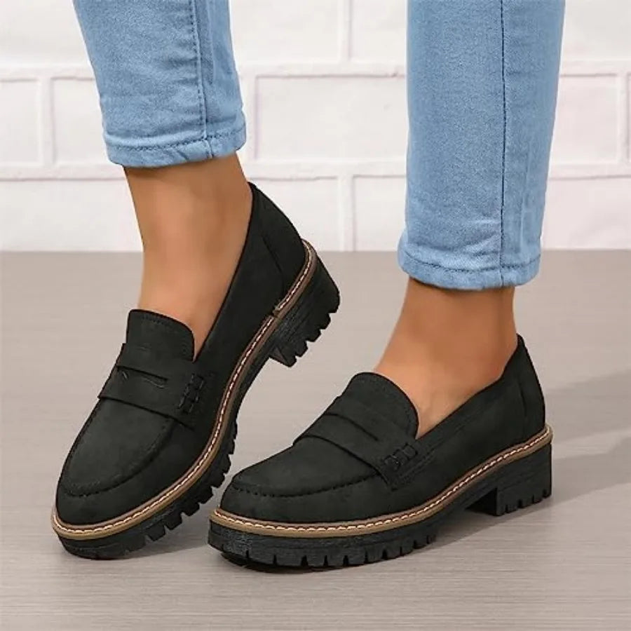 Womens Loafers Shoes Platform Chunky Penny Loafer Lug Sole Comfortable Slip On Work Office Business Casual Dress Shoes, US Size