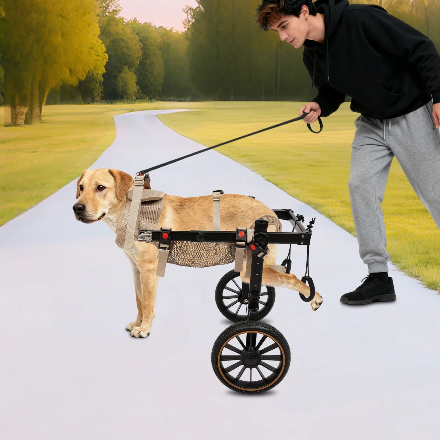 XXL Size‎ Pet Walking Aid, Pet Rehabilitation Walking Aid, 2-wheel Dog Wheelchairs For Back Legs Overall Load-capacity Within 65kg