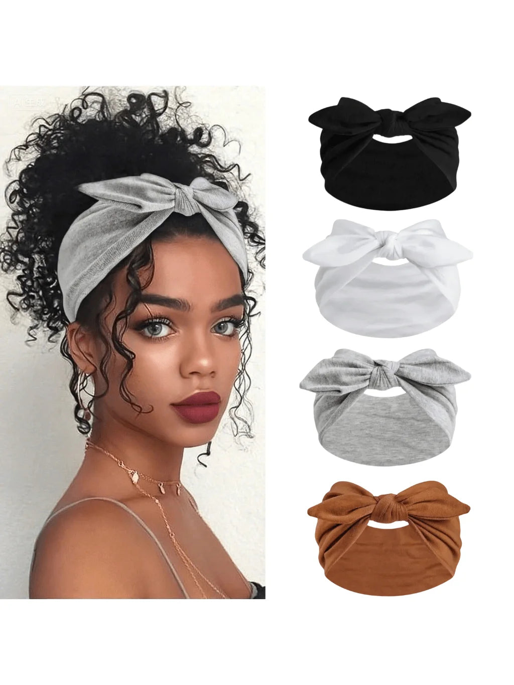 Womens Bow Knot Headbands Boho Style Wide Hair Wraps Solid Color Casual Fashion All Seasons