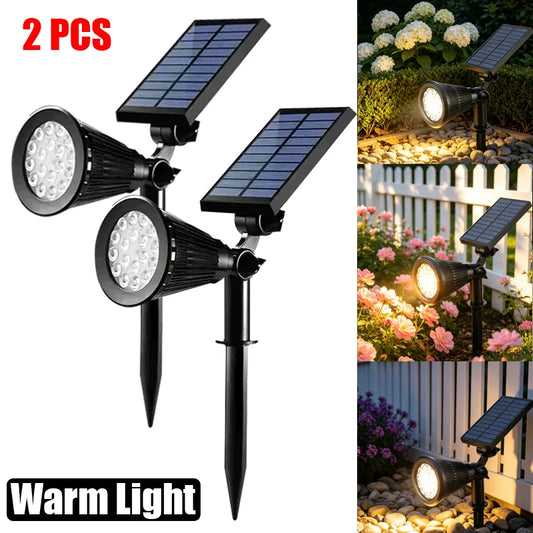 Solar Power Spot Lights Outdoor Waterproof for Christmas Decorations Flag Tree Wreath Santa Claus Snowman Bright LED Landscape Lamp Uplights for Outside Garden Yard Patio Sidewalk Warm White