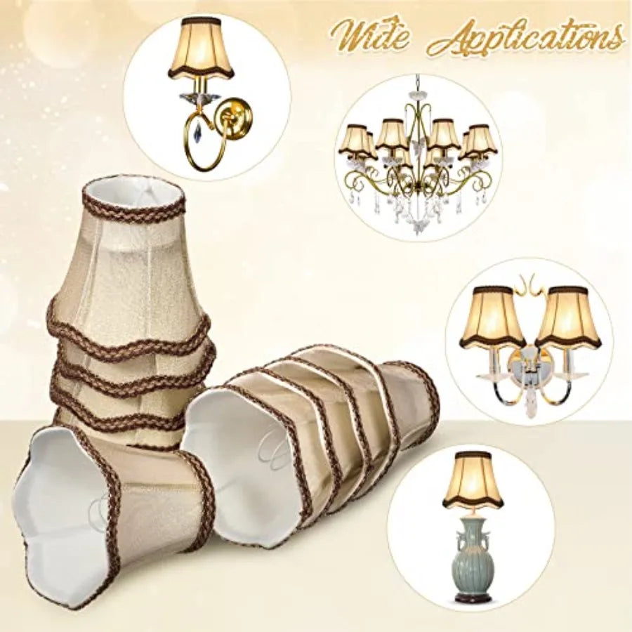 10 Pcs Shades for Chandeliers European Small Lamp Shade Chandelier Clip on Fabric Drum Lamp Mini Rustic Light Cover for Table C