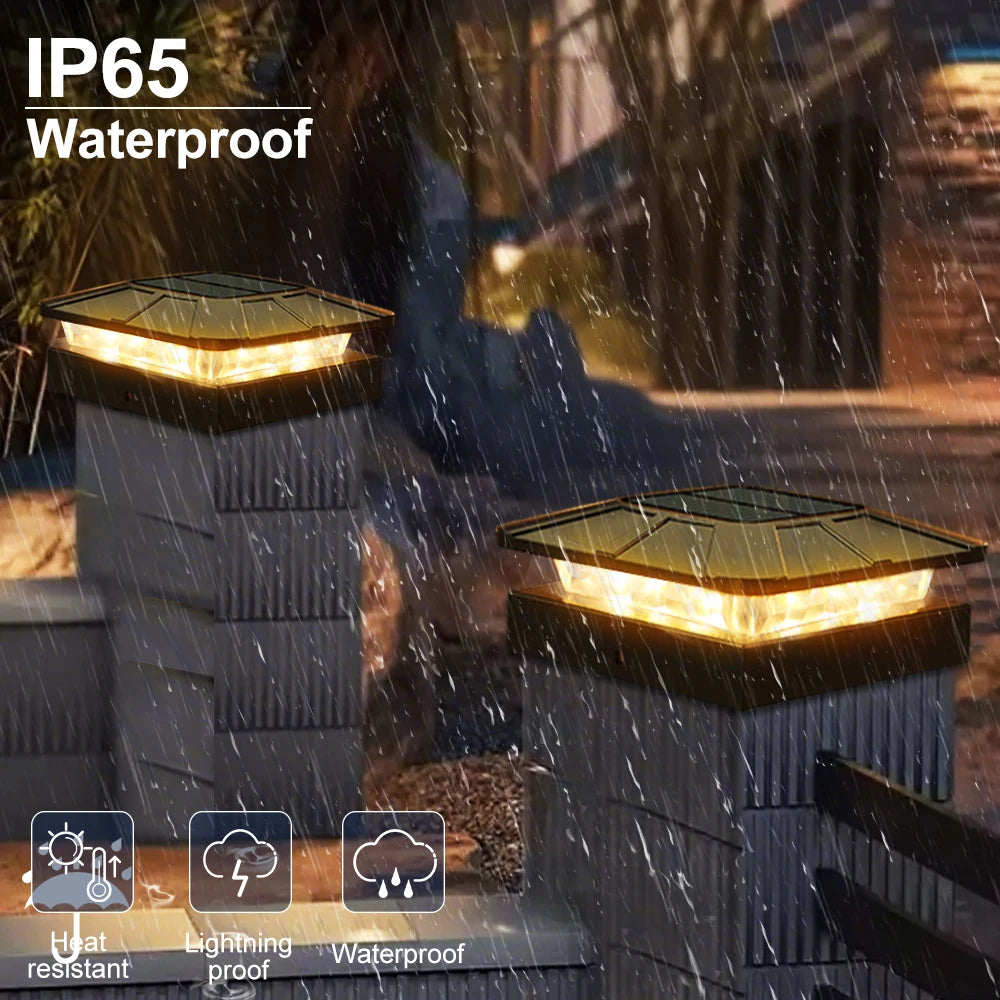 Outdoor Solar Post Cap Lights 3 Modes Fence Light Solar Powered Waterproof Gate Light For 4 Inch Wood Posts Yard Garden Outside