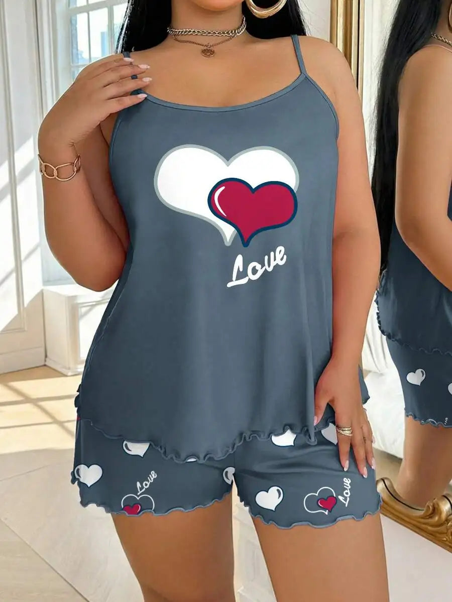 Pink Polka Dot Camisole And Shorts Pajama Set Women Sleepwear Lounge Wear